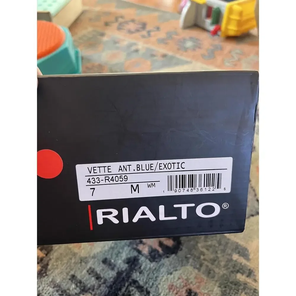 Rialto Vette Black Exotic Print Block Heel Crocodile Texture Slip On Heels Shoes